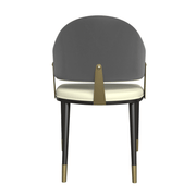 Aria Leather Dining Chair with a Curved Back and Gold Accents Design in Iron Grey Dining Chair Leisuremod