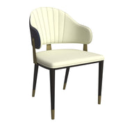Aria Leather Dining Chair with a Curved Back and Gold Accents Design in Iron Blue Dining Chair Leisuremod