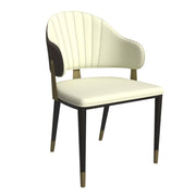 Aria Leather Dining Chair with a Curved Back and Gold Accents Design in Iron Black Dining Chair Leisuremod