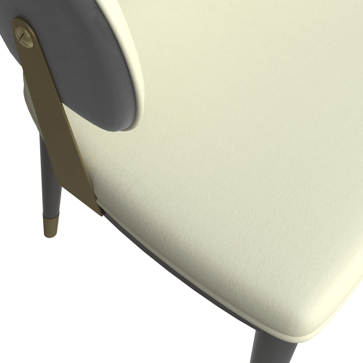 Aria Leather Dining Chair with a Curved Back and Gold Accents Design in Iron Grey Dining Chair Leisuremod