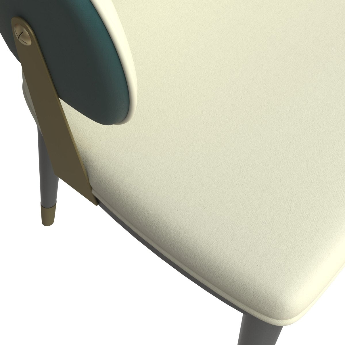Aria Leather Dining Chair with a Curved Back and Gold Accents Design in Iron Green Dining Chair Leisuremod