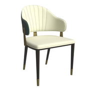 Aria Leather Dining Chair with a Curved Back and Gold Accents Design in Iron Green Dining Chair Leisuremod