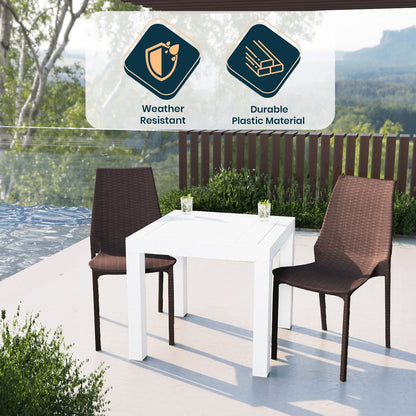Kent Mid-Century Modern Weave Design 3-Piece Outdoor Patio Dining Set - Elax Furniture