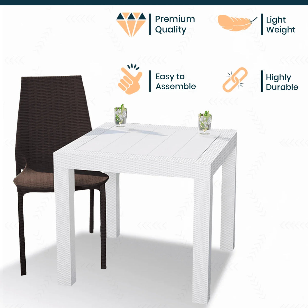 Kent Mid-Century Modern Weave Design 3-Piece Outdoor Patio Dining Set - Elax Furniture