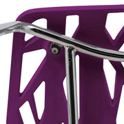 Asbury Polypropylene Dining Side Chair with Forest Cut-Out Design in Chrome Purple Dining Chair Leisuremod