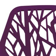 Asbury Polypropylene Dining Side Chair with Forest Cut-Out Design in Chrome Purple Dining Chair Leisuremod