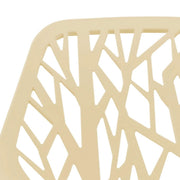 Asbury Polypropylene Dining Side Chair with Forest Cut-Out Design in Chrome Cream Dining Chair Leisuremod