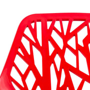 Asbury Polypropylene Dining Side Chair with Forest Cut-Out Design in Chrome Red Dining Chair Leisuremod