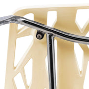 Asbury Polypropylene Dining Side Chair with Forest Cut-Out Design in Chrome Cream Dining Chair Leisuremod