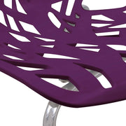 Asbury Polypropylene Dining Side Chair with Forest Cut-Out Design in Chrome Purple Dining Chair Leisuremod