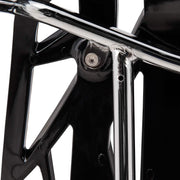 Asbury Polypropylene Dining Side Chair with Forest Cut-Out Design in Chrome Black Dining Chair Leisuremod