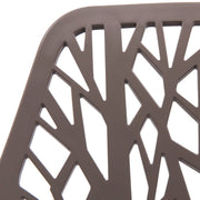 Asbury Polypropylene Dining Side Chair with Forest Cut-Out Design in Chrome Taupe Dining Chair Leisuremod