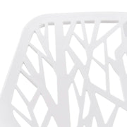 Asbury Polypropylene Dining Side Chair with Forest Cut-Out Design in Chrome White Dining Chair Leisuremod