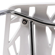 Asbury Polypropylene Dining Side Chair with Forest Cut-Out Design in Chrome White Dining Chair Leisuremod