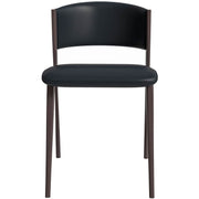 Aspen Dining Chairs Upholstered in Leather Kitchen Room Chairs with Metal Legs Black Dining Chair Leisuremod