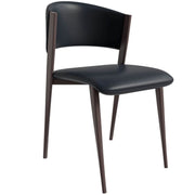 Aspen Dining Chairs Upholstered in Leather Kitchen Room Chairs with Metal Legs Black Dining Chair Leisuremod