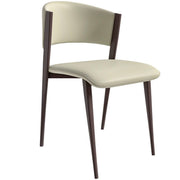 Aspen Dining Chairs Upholstered in Leather Kitchen Room Chairs with Metal Legs Light Grey Dining Chair Leisuremod