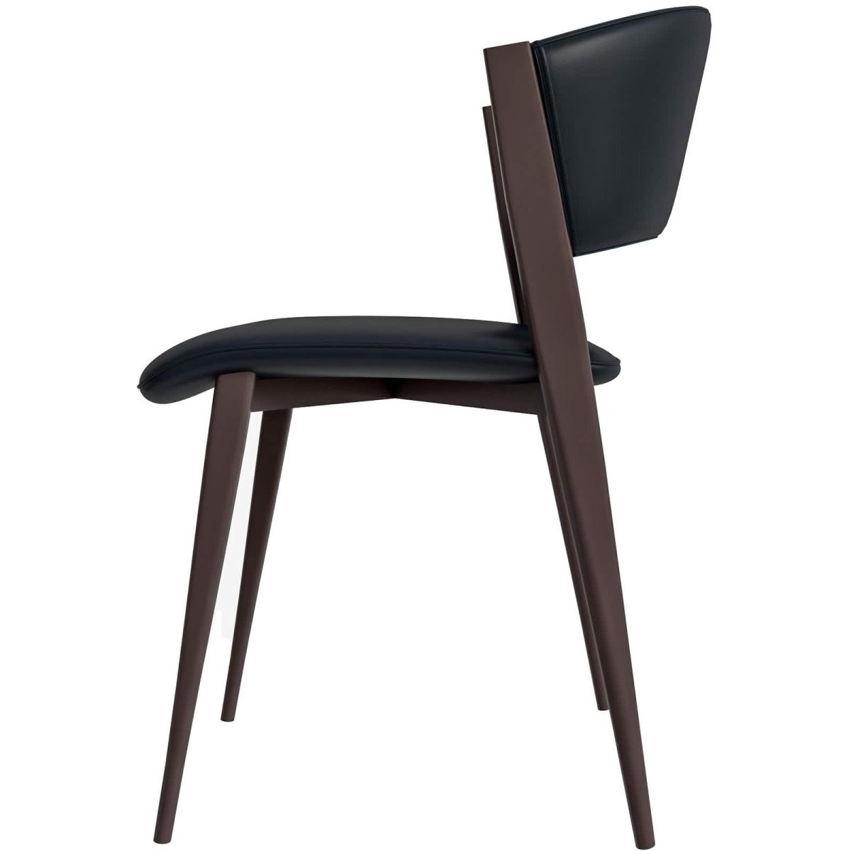 Aspen Dining Chairs Upholstered in Leather Kitchen Room Chairs with Metal Legs Black Dining Chair Leisuremod
