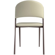 Aspen Dining Chairs Upholstered in Leather Kitchen Room Chairs with Metal Legs Light Grey Dining Chair Leisuremod