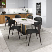 Aspen Dining Chairs Upholstered in Leather Kitchen Room Chairs with Metal Legs Black Dining Chair Leisuremod