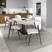 Aspen Dining Chairs Upholstered in Leather Kitchen Room Chairs with Metal Legs Olive Green Dining Chair Leisuremod
