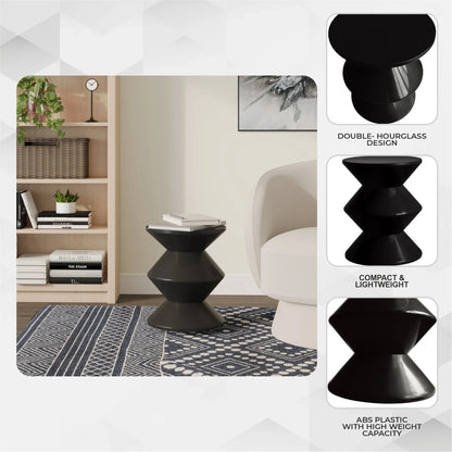 Aura Round Side Table in ABS Plastic With Contemporary Double-Hourglass Design - Elax Furniture