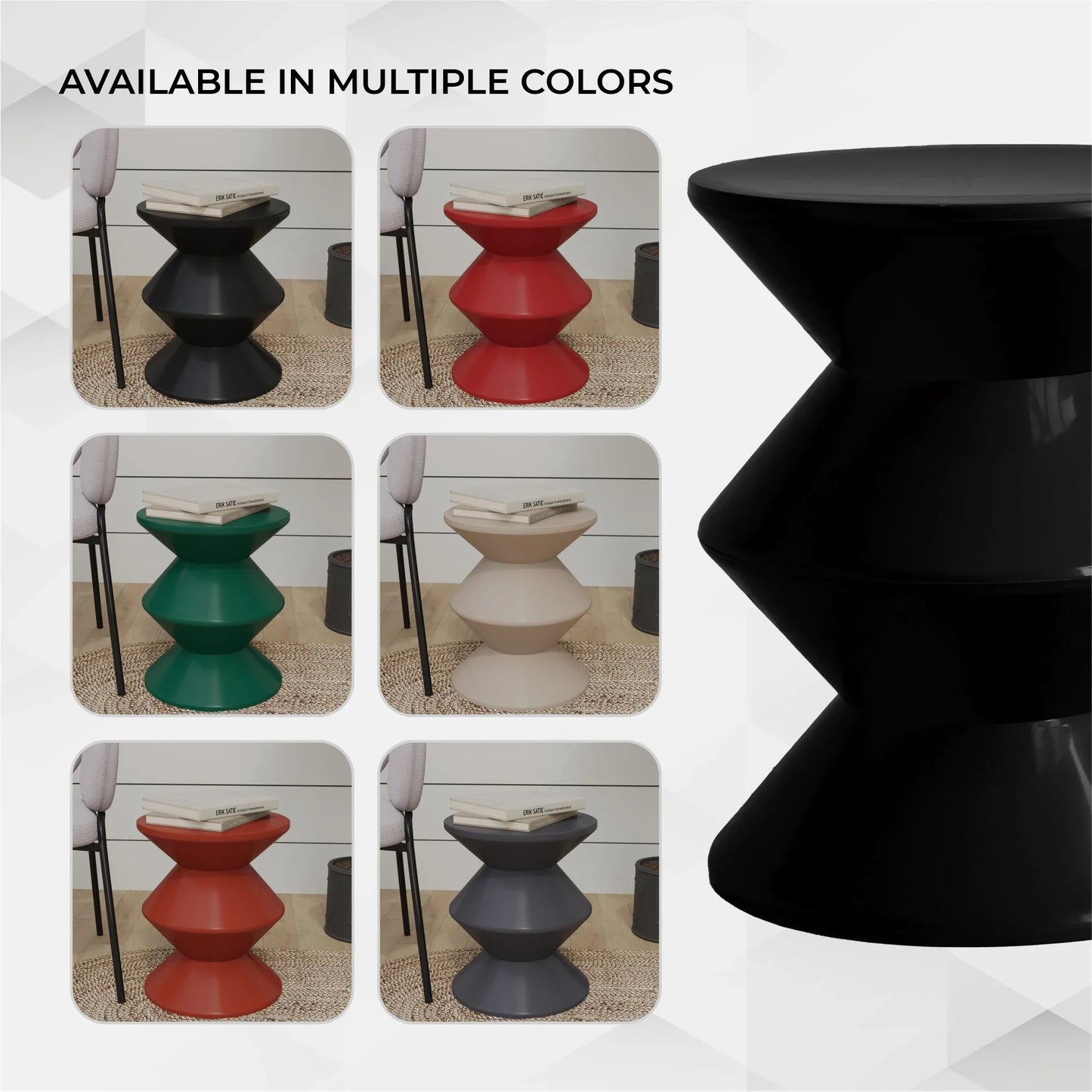 Aura Round Side Table in ABS Plastic With Contemporary Double-Hourglass Design - Elax Furniture