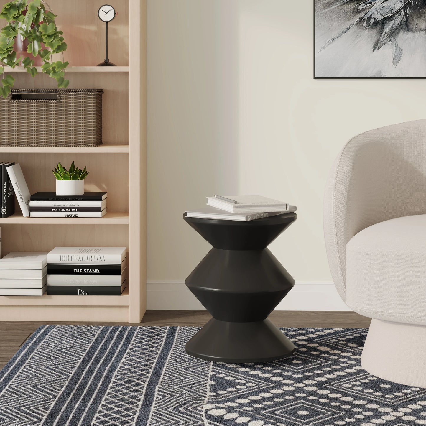 Aura Round Side Table in ABS Plastic With Contemporary Double-Hourglass Design - Elax Furniture