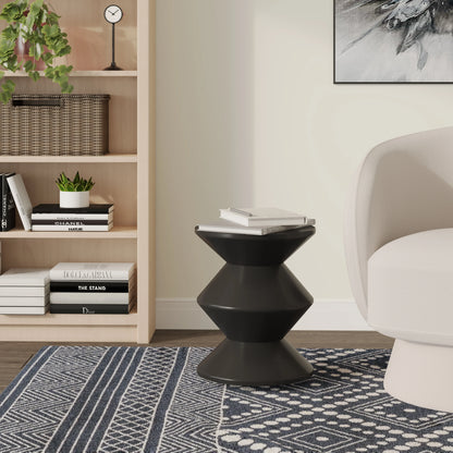 Aura Round Side Table in ABS Plastic With Contemporary Double-Hourglass Design - Elax Furniture