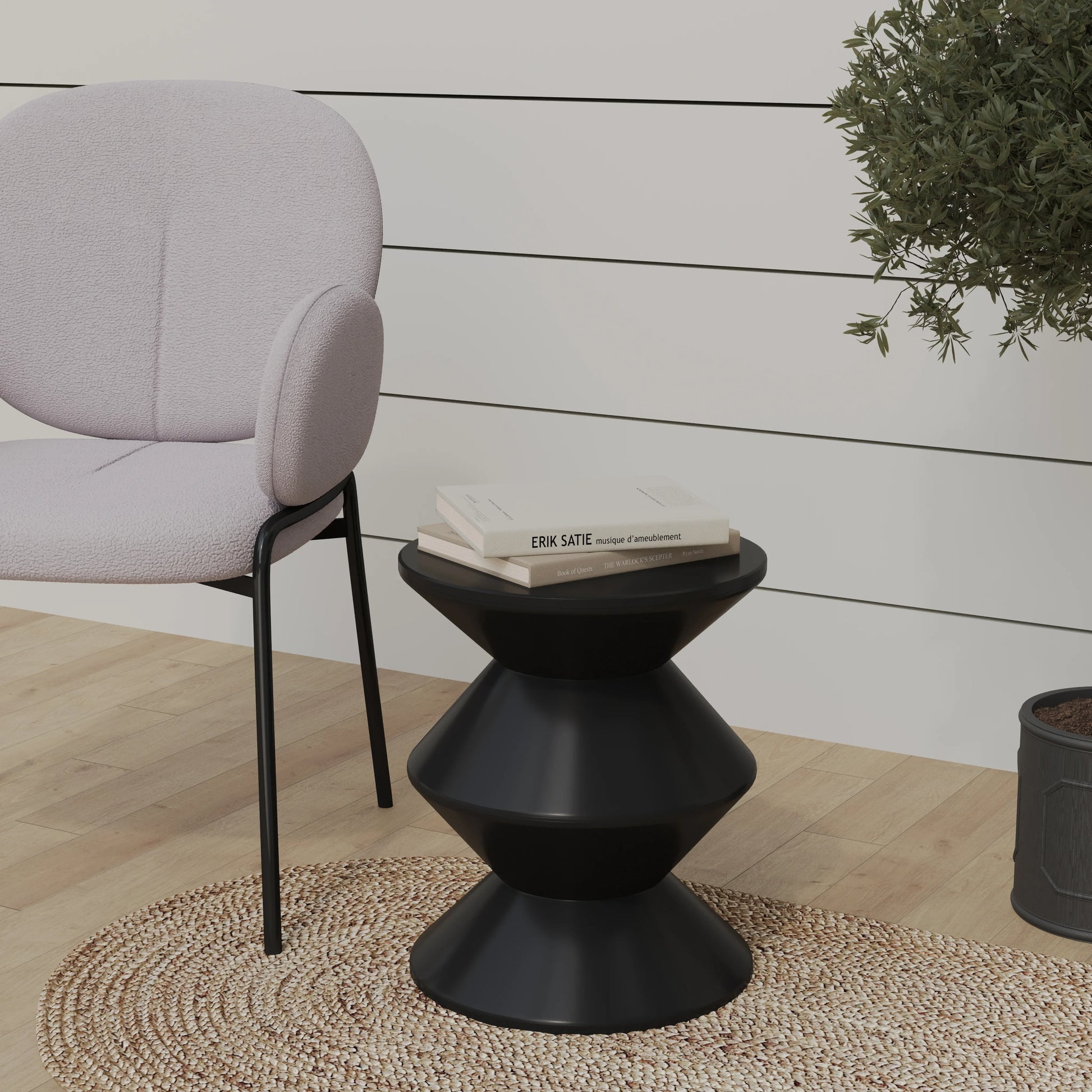 Aura Round Side Table in ABS Plastic With Contemporary Double-Hourglass Design - Elax Furniture