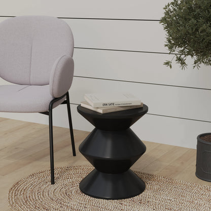 Aura Round Side Table in ABS Plastic With Contemporary Double-Hourglass Design - Elax Furniture