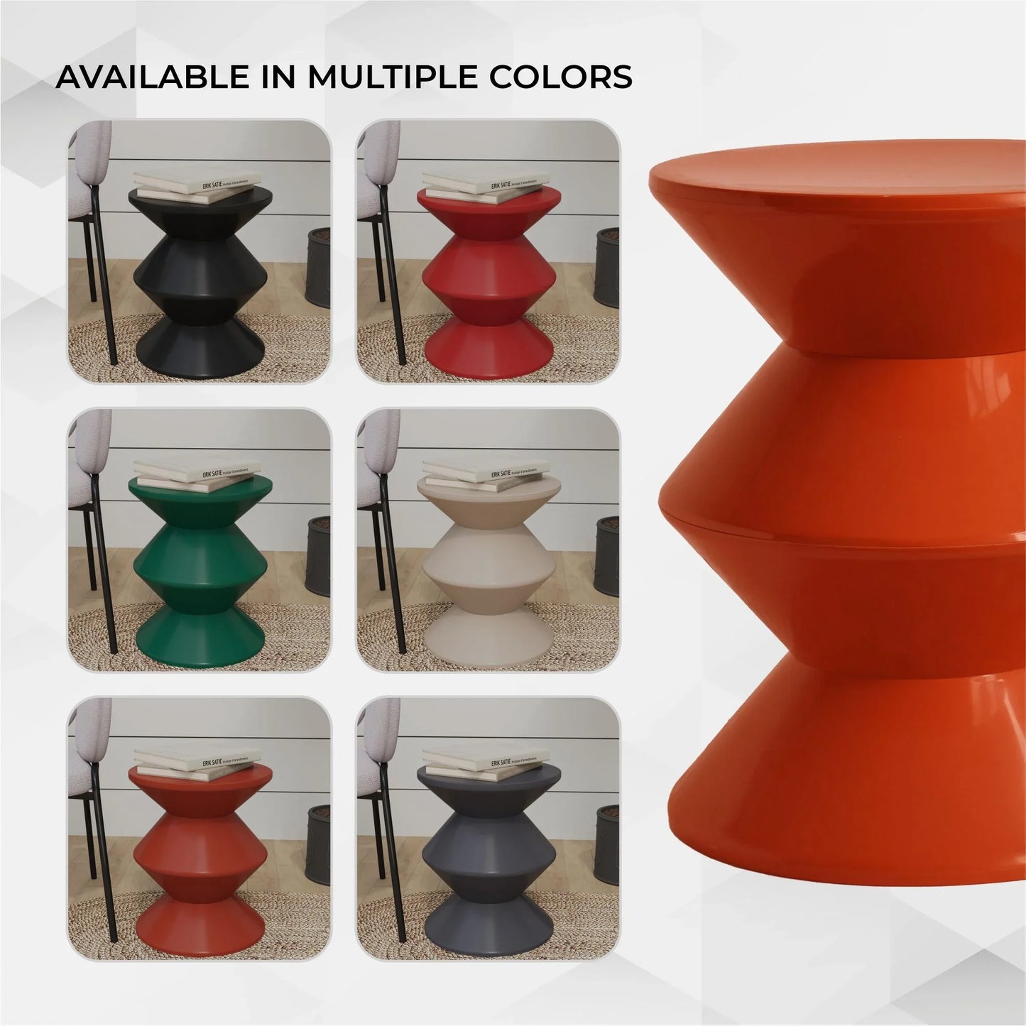 Aura Round Side Table in ABS Plastic With Contemporary Double-Hourglass Design - Elax Furniture