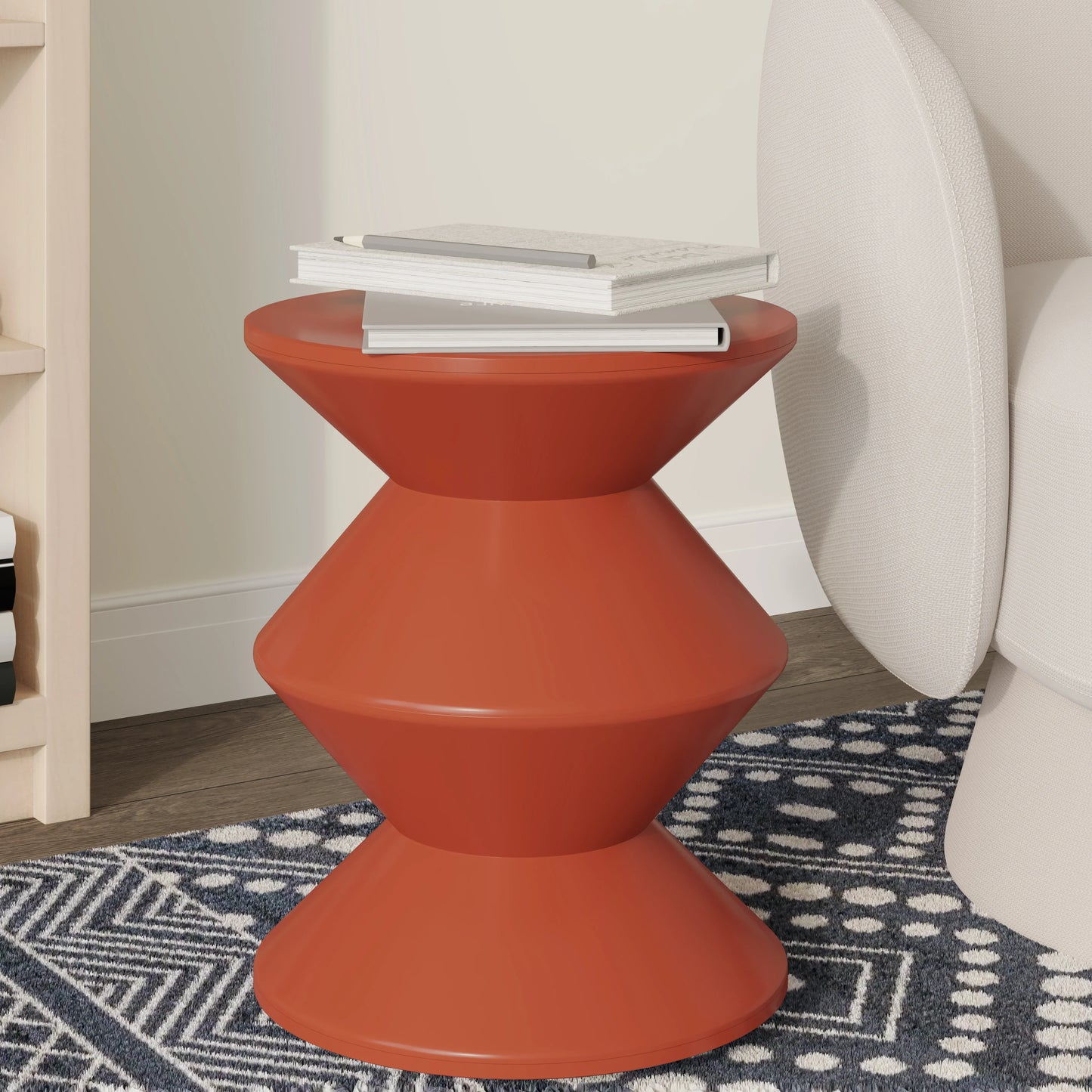 Aura Round Side Table in ABS Plastic With Contemporary Double-Hourglass Design - Elax Furniture