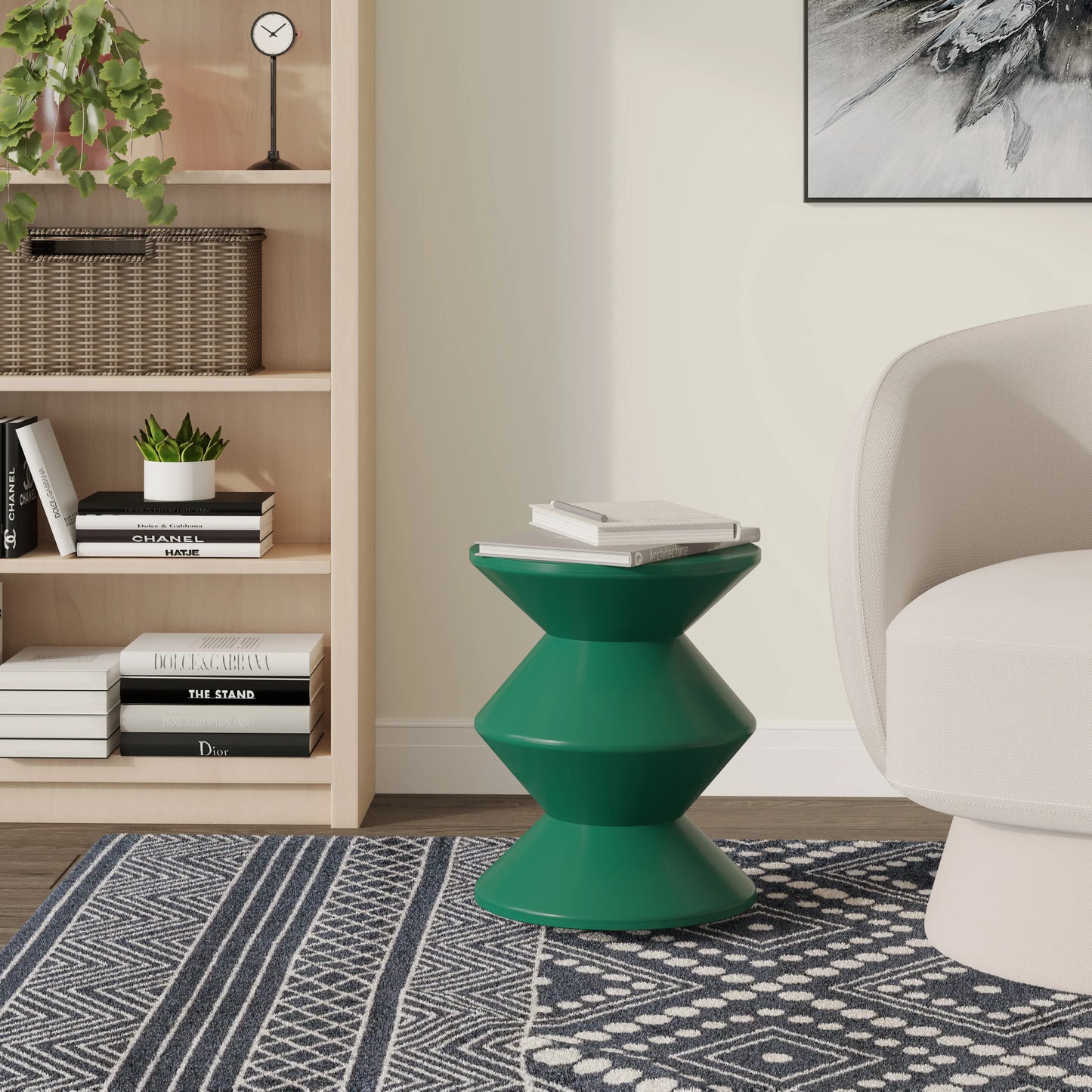 Aura Round Side Table in ABS Plastic With Contemporary Double-Hourglass Design - Elax Furniture