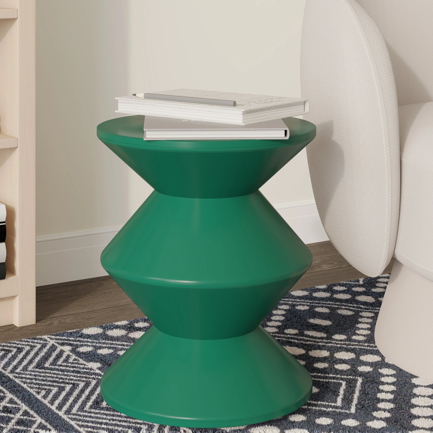 Aura Round Side Table in ABS Plastic With Contemporary Double-Hourglass Design - Elax Furniture