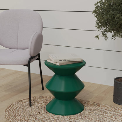 Aura Round Side Table in ABS Plastic With Contemporary Double-Hourglass Design - Elax Furniture