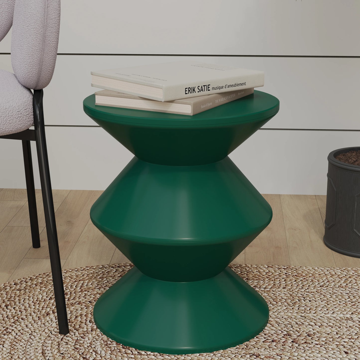 Aura Round Side Table in ABS Plastic With Contemporary Double-Hourglass Design - Elax Furniture