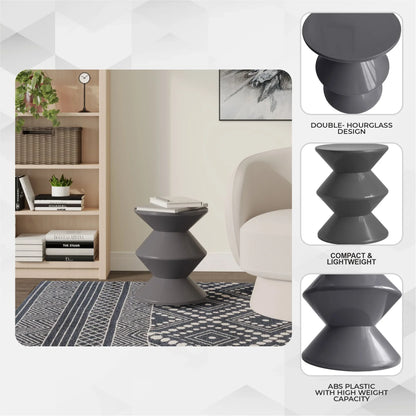 Aura Round Side Table in ABS Plastic With Contemporary Double-Hourglass Design - Elax Furniture