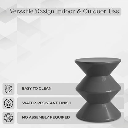 Aura Round Side Table in ABS Plastic With Contemporary Double-Hourglass Design - Elax Furniture