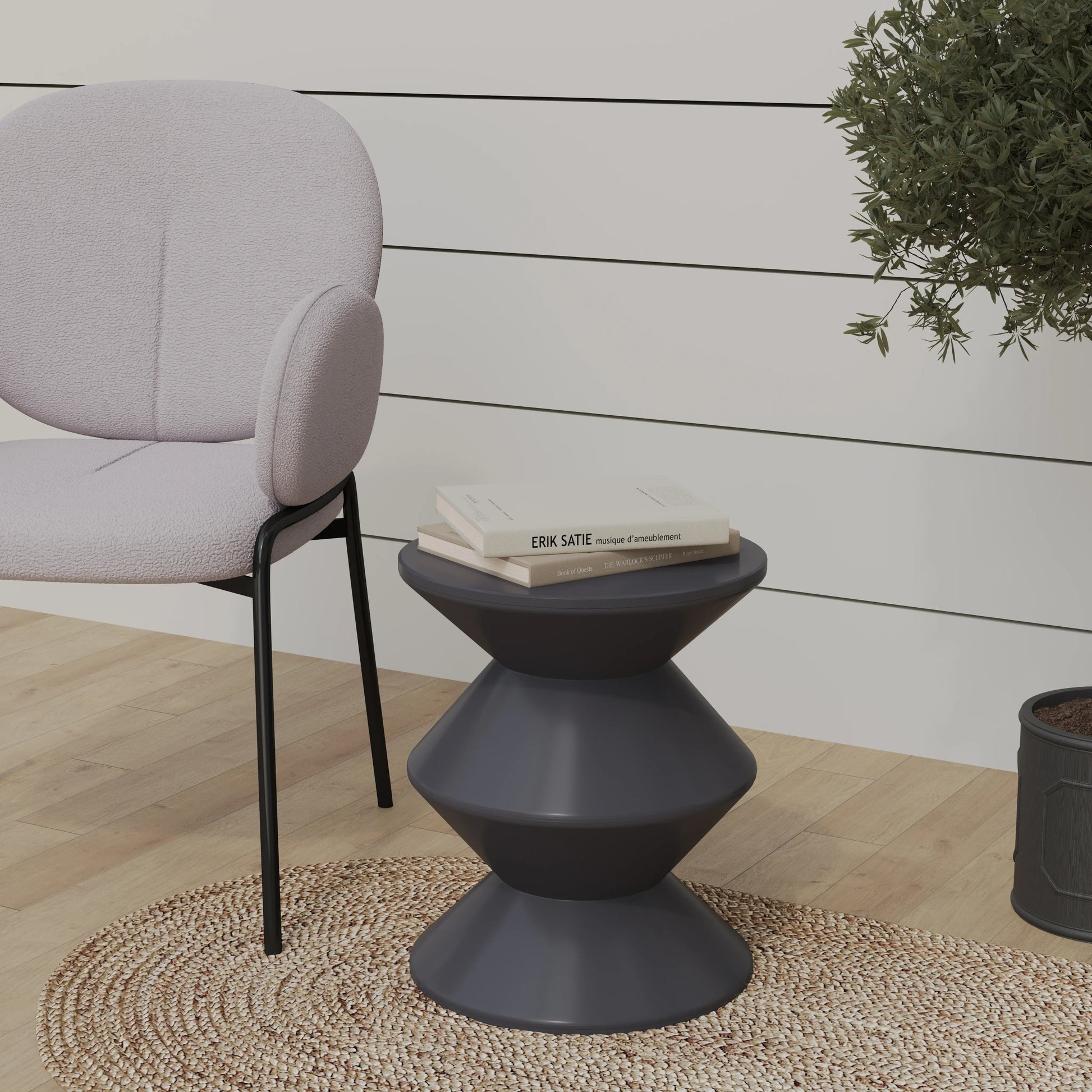 Aura Round Side Table in ABS Plastic With Contemporary Double-Hourglass Design - Elax Furniture
