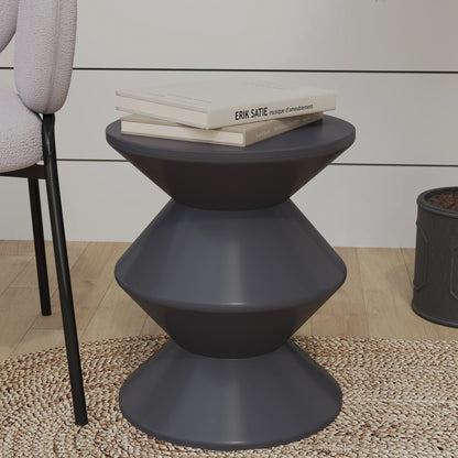 Aura Round Side Table in ABS Plastic With Contemporary Double-Hourglass Design - Elax Furniture