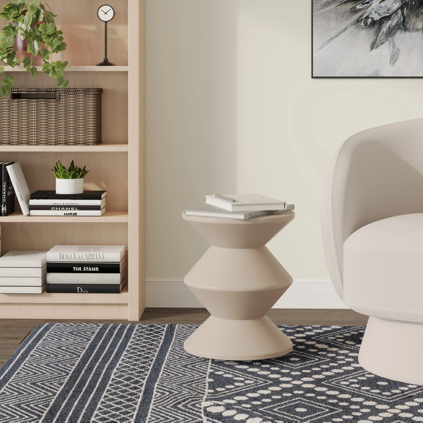 Aura Round Side Table in ABS Plastic With Contemporary Double-Hourglass Design - Elax Furniture