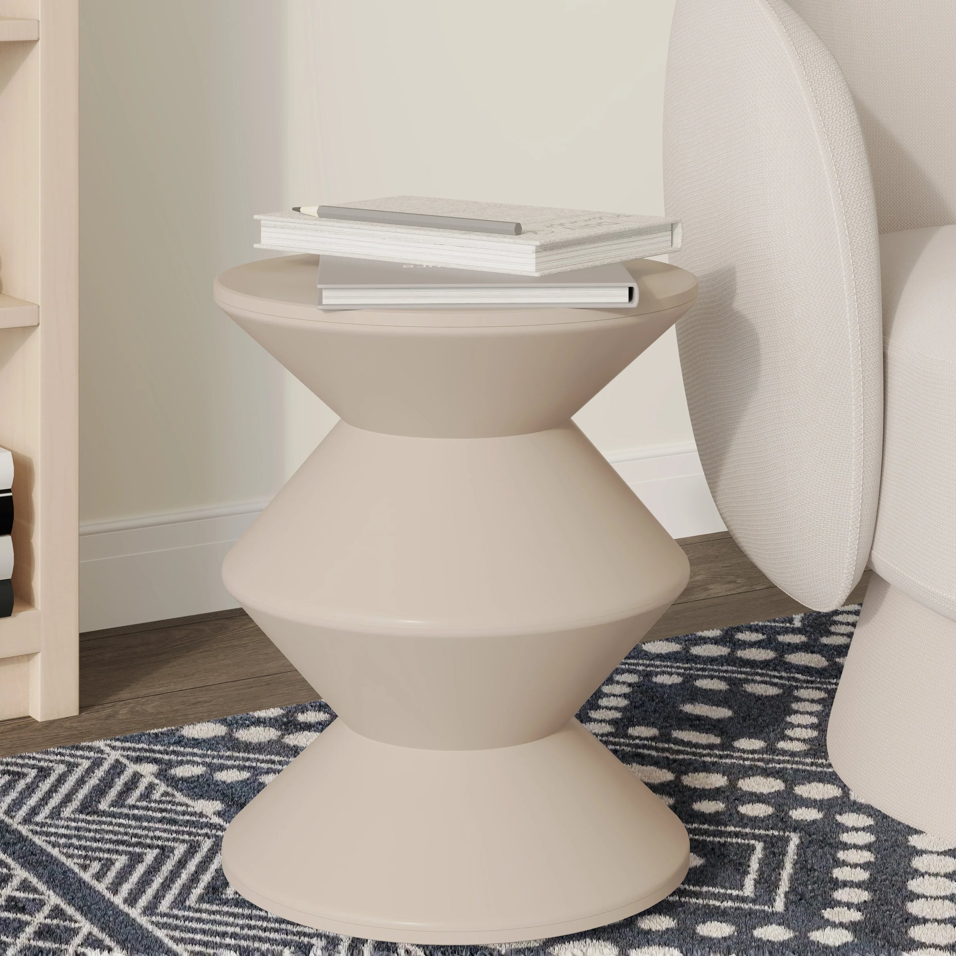 Aura Round Side Table in ABS Plastic With Contemporary Double-Hourglass Design - Elax Furniture