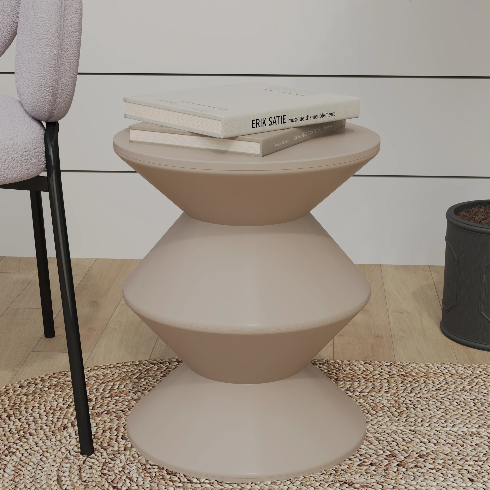 Aura Round Side Table in ABS Plastic With Contemporary Double-Hourglass Design - Elax Furniture