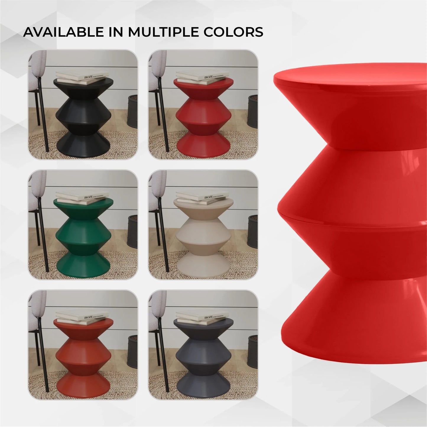 Aura Round Side Table in ABS Plastic With Contemporary Double-Hourglass Design - Elax Furniture