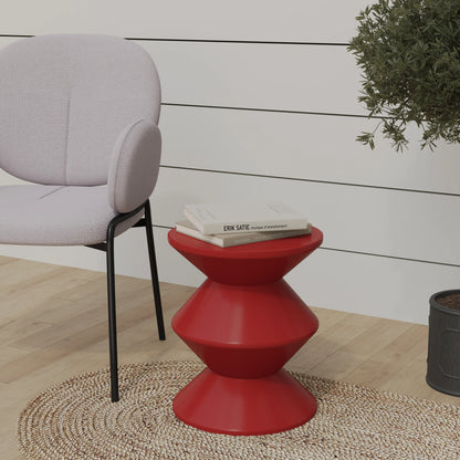 Aura Round Side Table in ABS Plastic With Contemporary Double-Hourglass Design - Elax Furniture