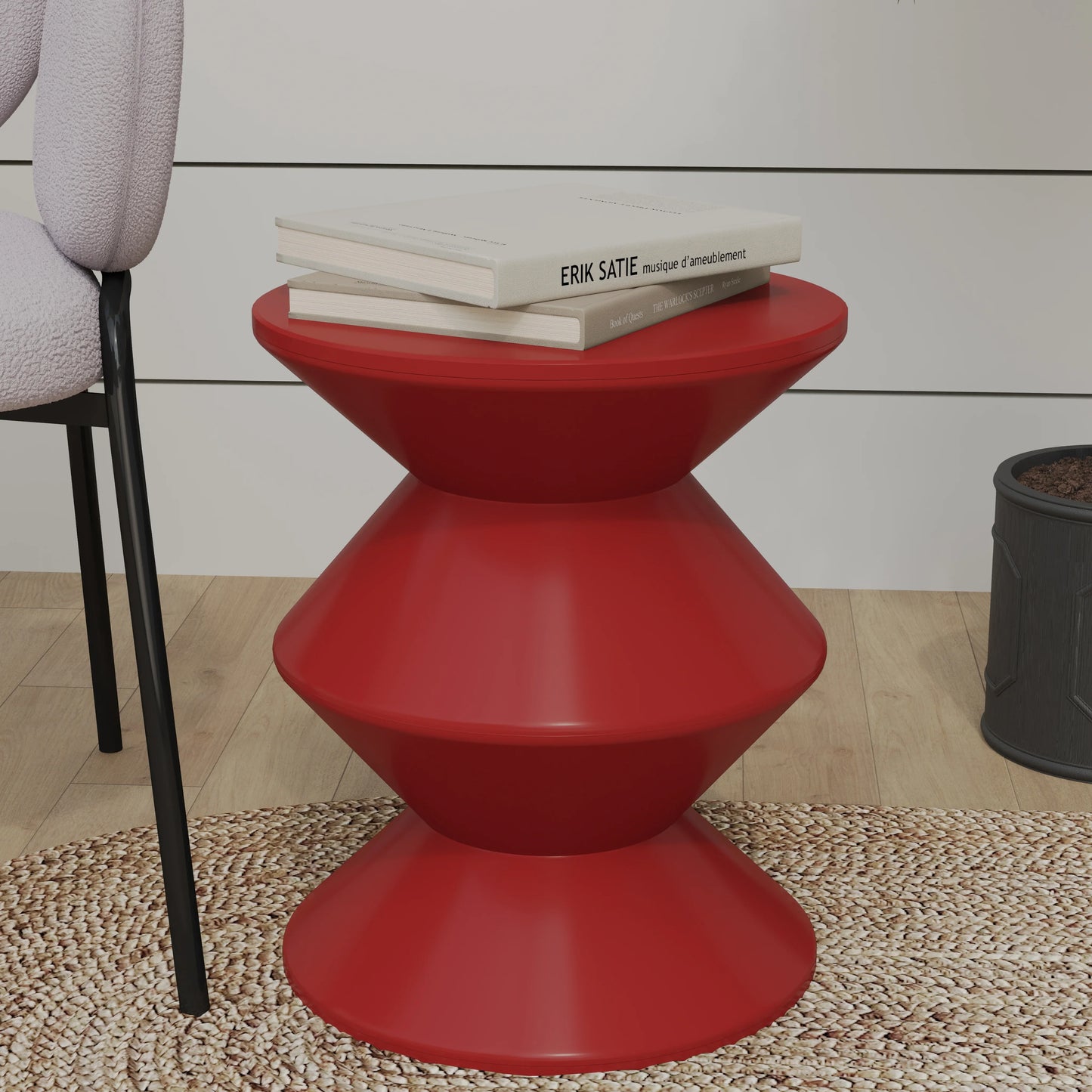 Aura Round Side Table in ABS Plastic With Contemporary Double-Hourglass Design - Elax Furniture