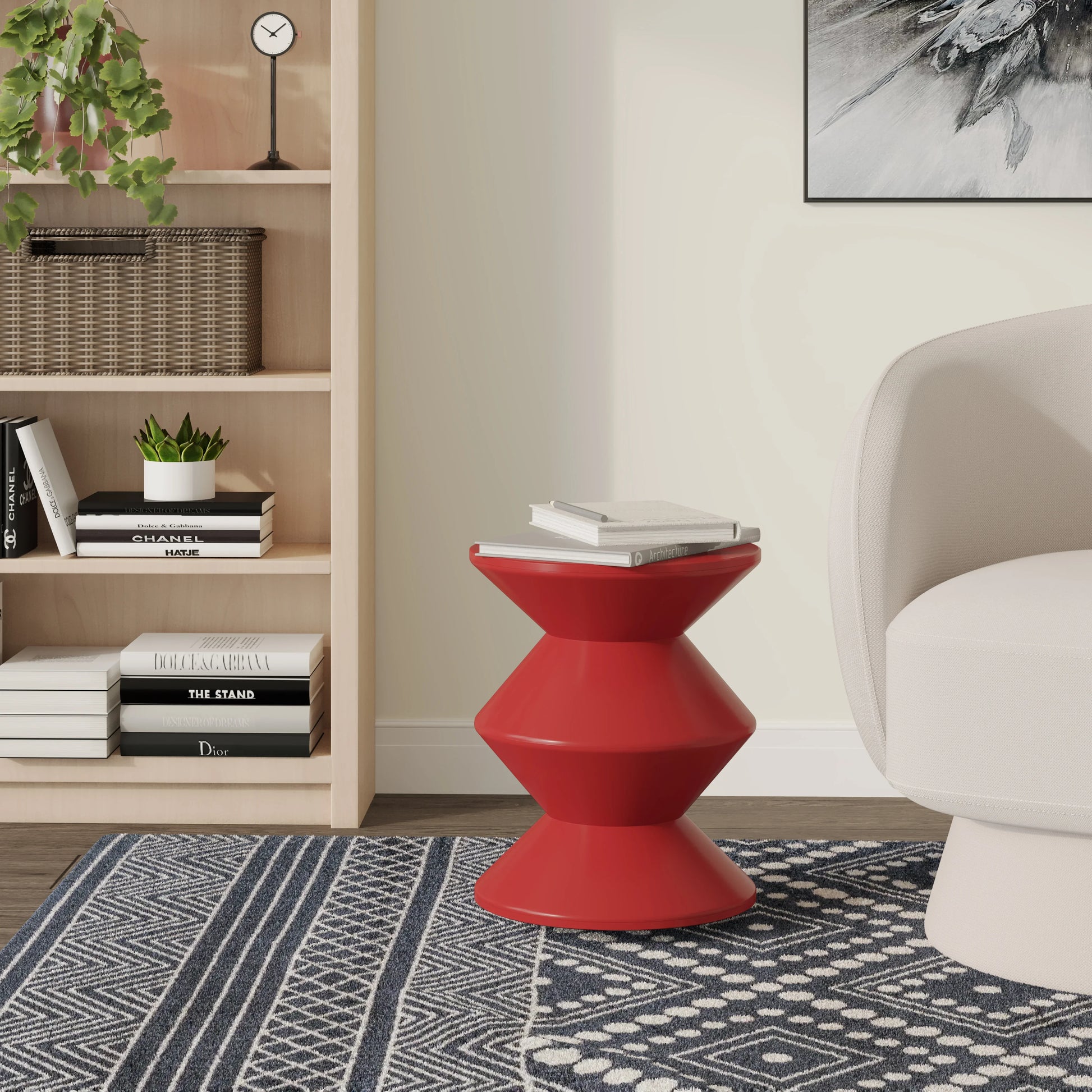 Aura Round Side Table in ABS Plastic With Contemporary Double-Hourglass Design - Elax Furniture