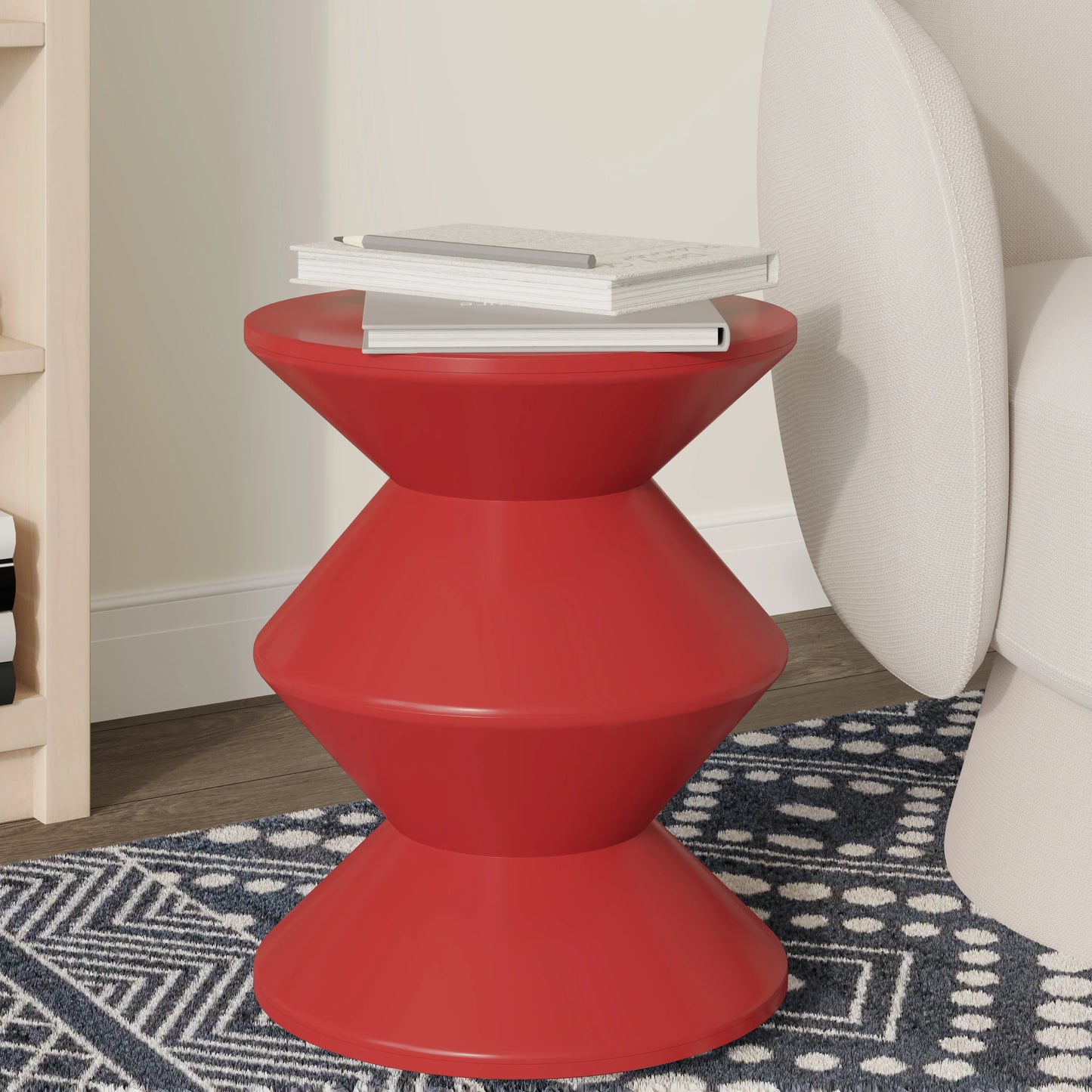 Aura Round Side Table in ABS Plastic With Contemporary Double-Hourglass Design - Elax Furniture