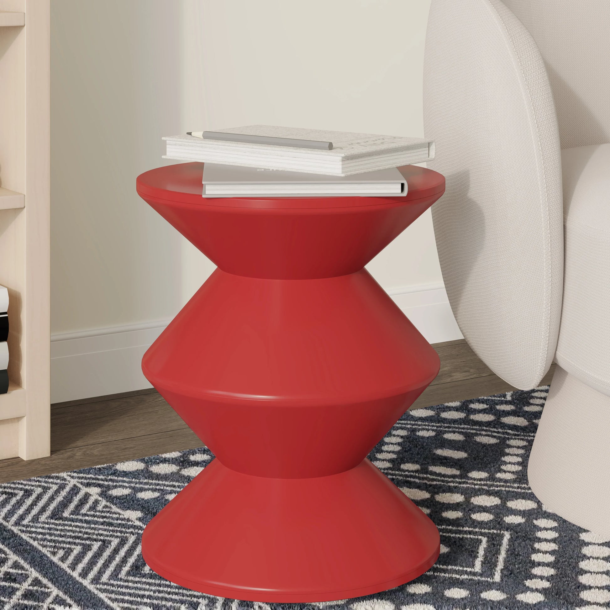 Aura Round Side Table in ABS Plastic With Contemporary Double-Hourglass Design - Elax Furniture